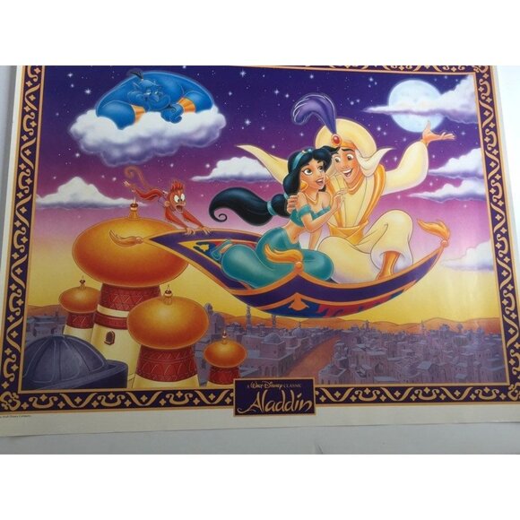 Vintage Aladdin Poster 1992 Walt Disney Classic Embossed Paper Walt Disney